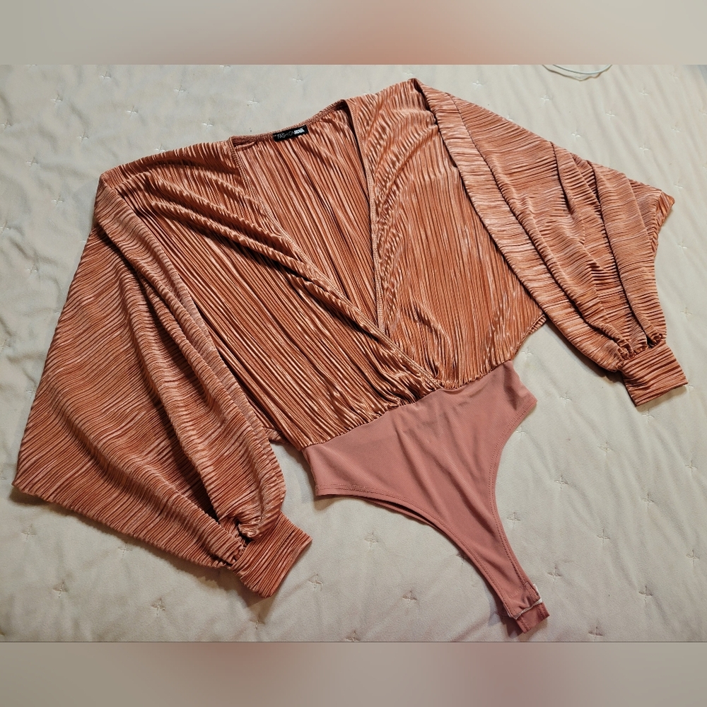 Fashion Nova Pleated Copper Bodysuit